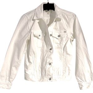 Lucky Brand White Denim Jacket Distressed Small EUC